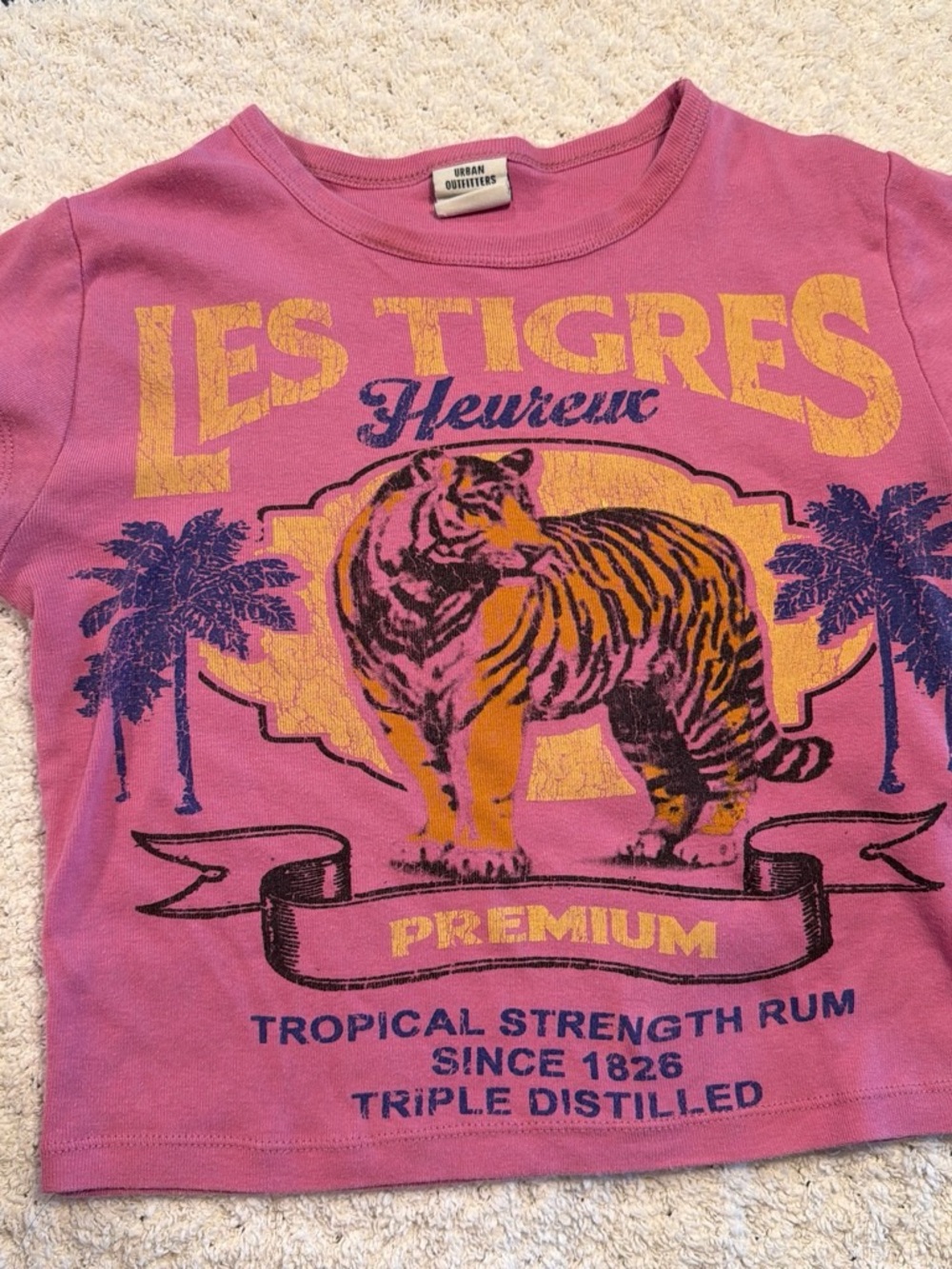 Urban Outfitters Pink Tiger Graphic Short Sleeve Tee Baby Tee